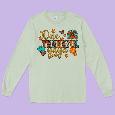 One Thankful Yaya Long Sleeve Tee Designed By Jahusdesignshop