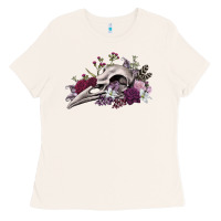 Bone Boho floral raven skull Ladies Tee - RanaPortraitStore