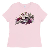 Bubblegum Pink Boho floral raven skull Ladies Tee - RanaPortraitStore