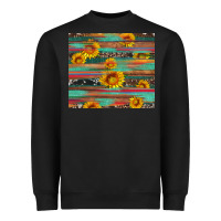 Black sunflower serape wood and cowhide Heavyweight Sweatshirt - Artiststas
