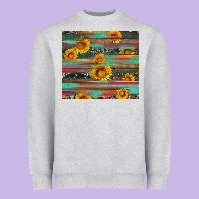 Sunflower Serape Wood And Cowhide Heavyweight Sweatshirt Designed By Artiststas