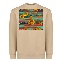 Mushroom sunflower serape wood and cowhide Heavyweight Sweatshirt - Artiststas