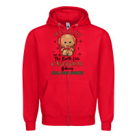 Red mrs claus the north pole gingerbread bakery real g Zipper Hoodie - MaliasSmallBusiness