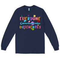 Navy everyone communicates differently Long Sleeve Tee - MaliasSmallBusiness
