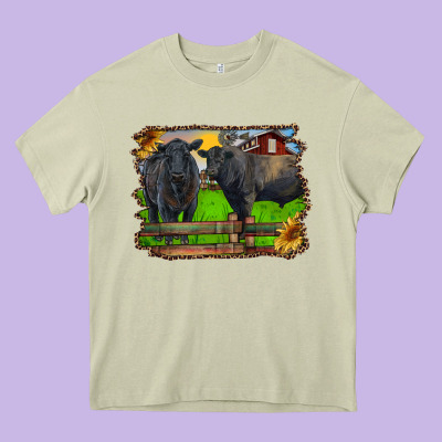 Black Angus Cattle And Bull In Barnyard Heavy Core Tee Designed By Ranaportraitstore