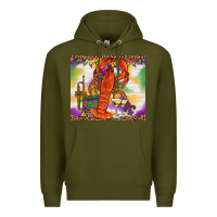 Army Green Mardi Gras crawfish Premium Hoodie - NancyCooperArtShop