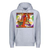 Heather Grey Mardi Gras crawfish Premium Hoodie - NancyCooperArtShop