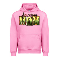 Fuchsia Pink American Mom Mother's Day Urban Hoodie - CowGirlArtShop
