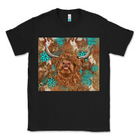 Black highland cow turquoise gemstones western patterns Classic Tee - BarkalooDesign