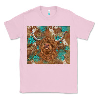 Bubblegum Pink highland cow turquoise gemstones western patterns Classic Tee - BarkalooDesign