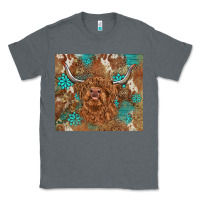 Charcoal Heather highland cow turquoise gemstones western patterns Classic Tee - BarkalooDesign