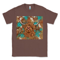 Chestnut highland cow turquoise gemstones western patterns Classic Tee - BarkalooDesign