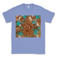 Colony Blue highland cow turquoise gemstones western patterns Classic Tee - BarkalooDesign