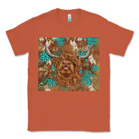Copper highland cow turquoise gemstones western patterns Classic Tee - BarkalooDesign