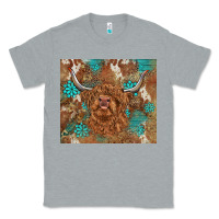 Heather Grey highland cow turquoise gemstones western patterns Classic Tee - BarkalooDesign