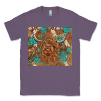 Lavender highland cow turquoise gemstones western patterns Classic Tee - BarkalooDesign