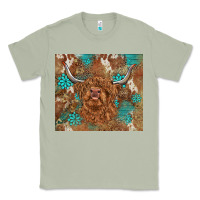 Matcha highland cow turquoise gemstones western patterns Classic Tee - BarkalooDesign
