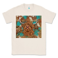 Natural highland cow turquoise gemstones western patterns Classic Tee - BarkalooDesign