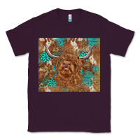 Plum highland cow turquoise gemstones western patterns Classic Tee - BarkalooDesign