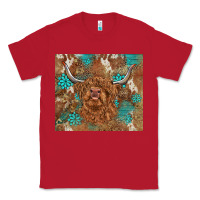 Red highland cow turquoise gemstones western patterns Classic Tee - BarkalooDesign