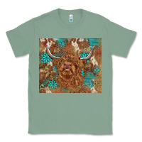 Sage highland cow turquoise gemstones western patterns Classic Tee - BarkalooDesign