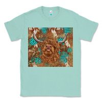 Seafoam highland cow turquoise gemstones western patterns Classic Tee - BarkalooDesign