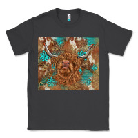 Smoke highland cow turquoise gemstones western patterns Classic Tee - BarkalooDesign