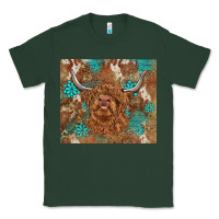 Sports Green highland cow turquoise gemstones western patterns Classic Tee - BarkalooDesign