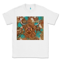 White highland cow turquoise gemstones western patterns Classic Tee - BarkalooDesign