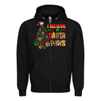 Black i believe in santa paws Zipper Hoodie - MaliasSmallBusiness