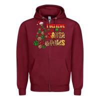 Burgundy i believe in santa paws Zipper Hoodie - MaliasSmallBusiness