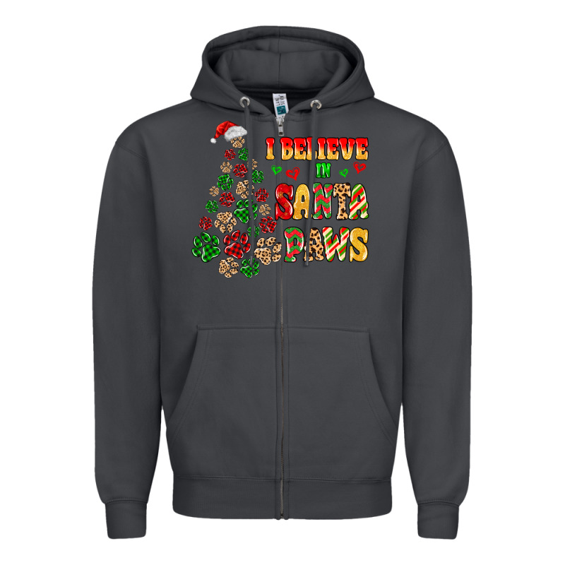 I Believe In Santa Paws Zipper Hoodie by MaliasSmallBusiness | Teevron