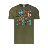 Vintage Olive love like jesus Vintage Tee - Artiststas