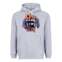 Heather Grey Classy But a Little Thrashy Raccoon with Flowers Heavyweight Hoodie - Bettercallsaul