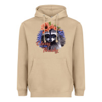 Classy But A Little Thrashy Raccoon With Flowers Heavyweight Hoodie | Teevron