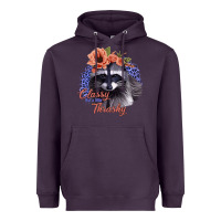 Plum Classy But a Little Thrashy Raccoon with Flowers Heavyweight Hoodie - Bettercallsaul