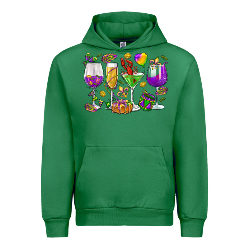 Mardi Gras Wine Glasses Urban Hoodie by HowdyJamesFarm | Teevron