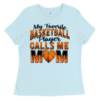 Baby Blue my favorite basketball player calls me mom Ladies Tee - Zillion Design Studio
