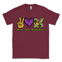 Burgundy peace love mardi gras Classic Tee - Jasminsmagicworld