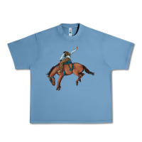 Pebble Blue bucking bronco cowboy rodeo Urban Heavy Tee - Artiststas