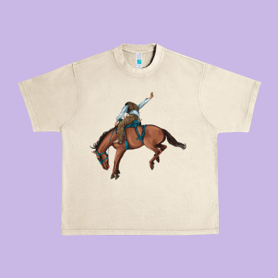 Bucking Bronco Cowboy Rodeo Urban Heavy Tee Designed By Artiststas