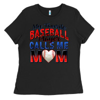 Black my favorite baseball player calls me mom Ladies Tee - Zillion Design Studio