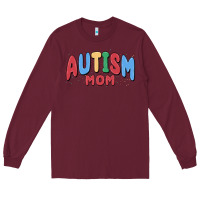 Burgundy autism mom Long Sleeve Tee - MaliasSmallBusiness