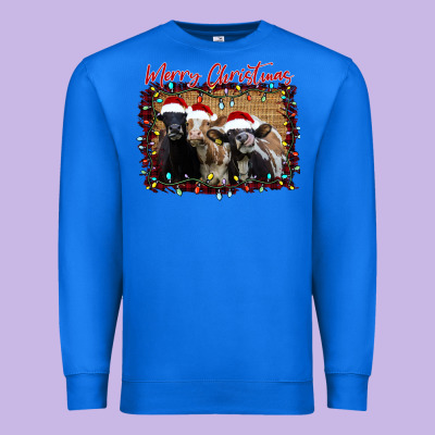 Merry Christmas Cows Premium Sweatshirt Designed By Bettercallsaul
