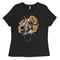 Black Boho wolf skull Ladies Tee - RanaPortraitStore