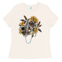 Bone Boho wolf skull Ladies Tee - RanaPortraitStore