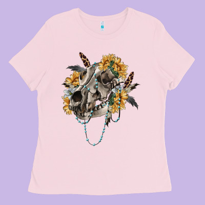 Boho Wolf Skull Ladies Tee Designed By Ranaportraitstore