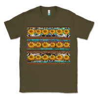 Army Green sunflowers leopard cowhide turquoise Classic Tee - BarkalooDesign