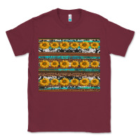 Burgundy sunflowers leopard cowhide turquoise Classic Tee - BarkalooDesign