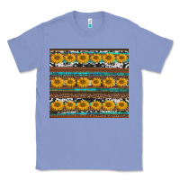 Colony Blue sunflowers leopard cowhide turquoise Classic Tee - BarkalooDesign